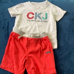 12m Calvin Klein shortsleeve shirt and short set!!